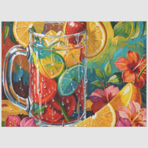 Papel De Seda Impasto de pintura a óleo de coquetel de verão tro