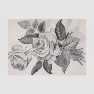 Papel De Seda Impressão 10" da antiguidade do ramo dos rosas X