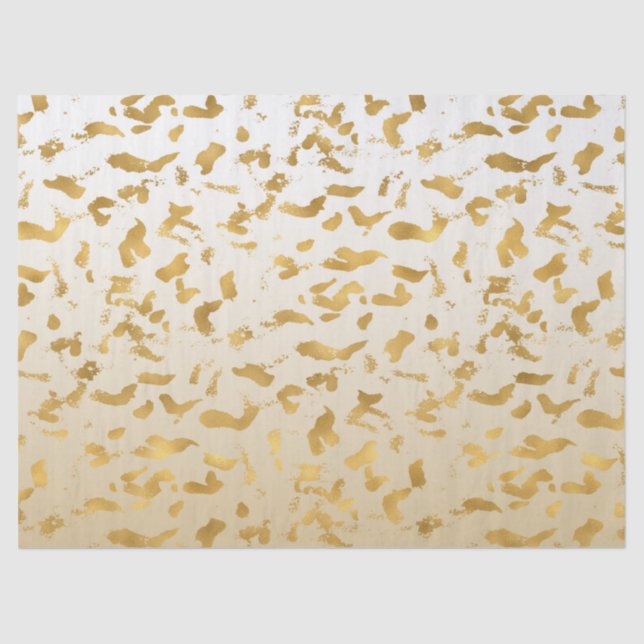 Papel De Seda Impressão animal branco Dourado de Ombre (Frente )