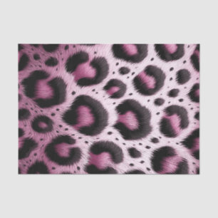 Papel De Seda Impressão Animal de Pelos de Leopardo Preto e Rosa