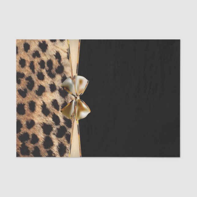 Papel De Seda Impressão Animal Leopardo Leopardo Preto e Dourado (Frente )