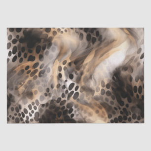Papel De Seda Impressão Animal Leopardo Preto-Dourado Chic