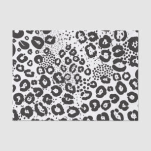 Papel De Seda Impressão Animal Preto Branco Leopardo da Neve Gue
