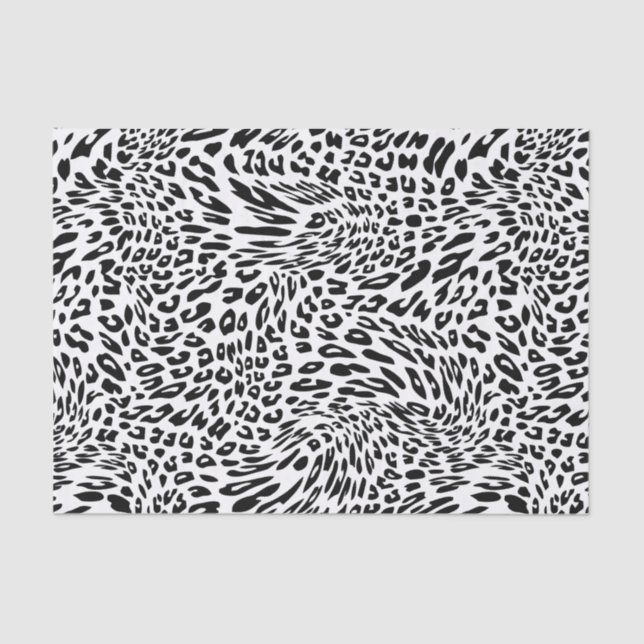 Papel De Seda Impressão animal preto e branco do leopardo (Frente )