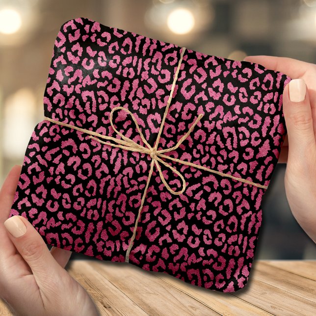 Papel De Seda Impressão Animal Preto-Leopardo Exótica, Rosa (Criador carregado)