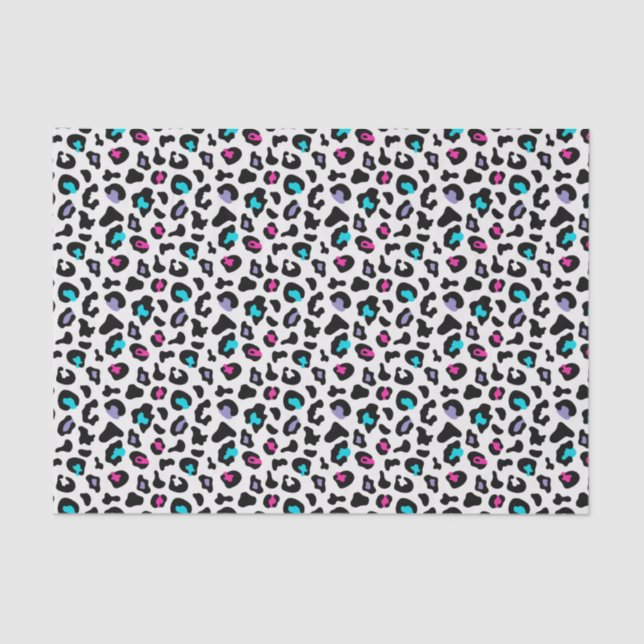 Papel De Seda Impressão animal rosa e azul-leopardo (Frente )