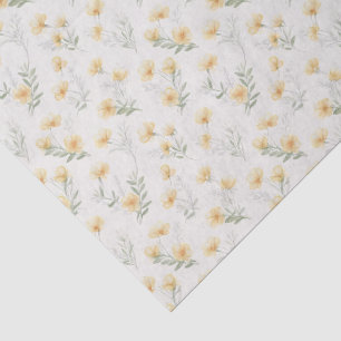 Papel De Seda Impressão Botânica de Flores Silvestres Amarelas C