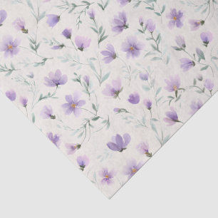 Papel De Seda Impressão Botânica de Flores Silvestres Purple Cot