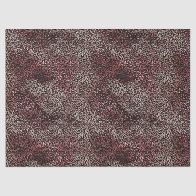 Papel De Seda Impressão Brown Leopardo Burgundy (Frente )