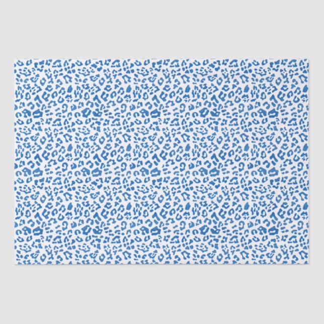 Papel De Seda Impressão Clássica Azul-Leopardo (Frente )