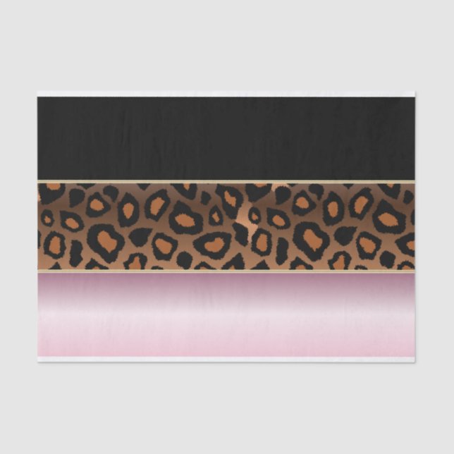 Papel De Seda Impressão cor-de-rosa, preto e Jaguar (Frente )