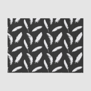 Papel De Seda Impressão da pena branca no preto