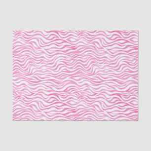 Papel De Seda Impressão da zebra da aguarela do rosa quente