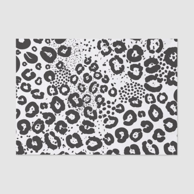 Papel De Seda Impressão de Animal Preto e Branco Leopardo da Nev (Frente )