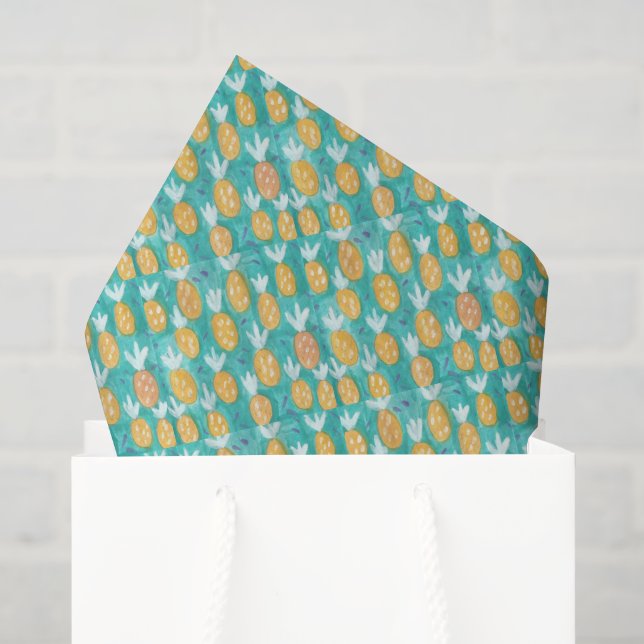 Papel De Seda Impressão de Aquarela de Abacaxi (Sacola de presentes)