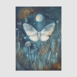 Papel De Seda Impressão de Cianotipia de Mariposa Branca Bonita