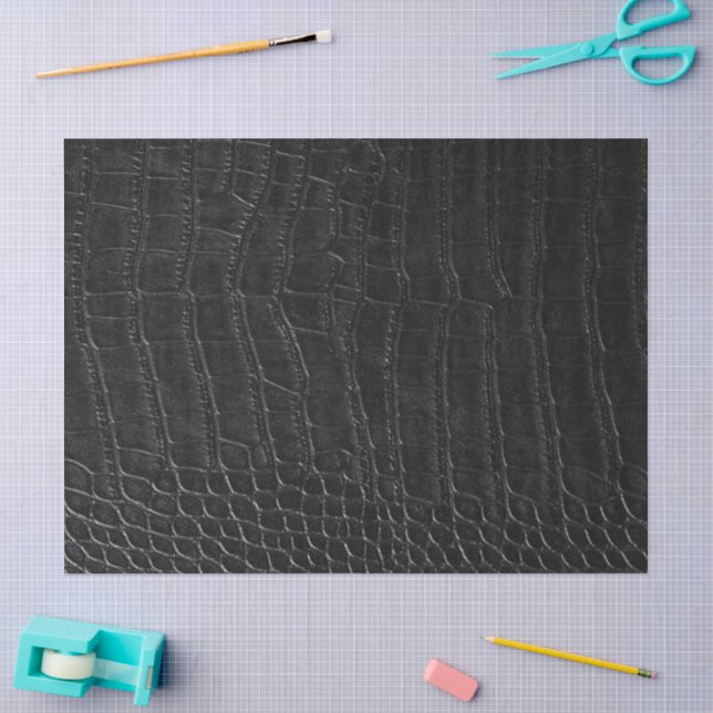 Papel De Seda Impressão de Couro de Jacaré Crocodilo Preto Falso (Arte )