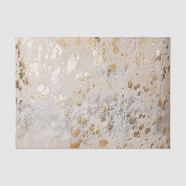 Papel De Seda Impressão de Couro de Vaca Dourado Metálico (Frente )