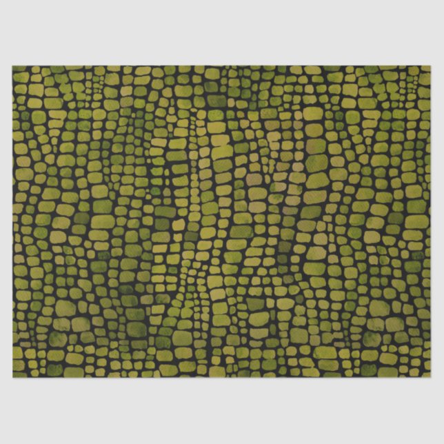Papel De Seda Impressão de Crocodilo de Aquarela (Frente )