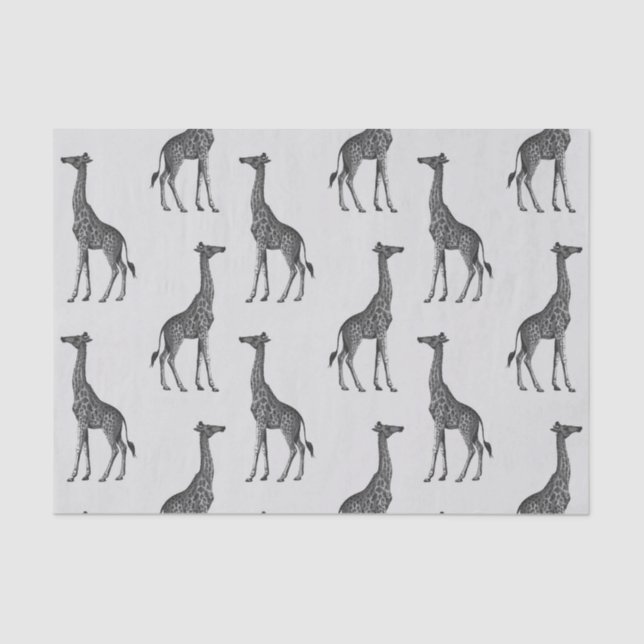 Papel De Seda Impressão de girafa de prata azul-branca (Frente )