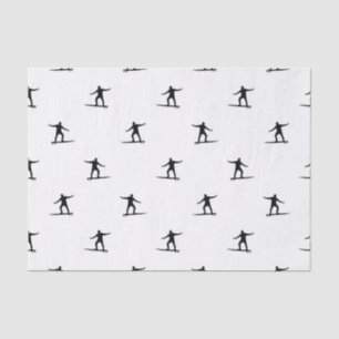 Papel De Seda Impressão de Gráfico de Motif de Surfe Preto e B