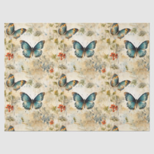 Papel De Seda Impressão de Jardim Botânico de Borboleta Boho Tea