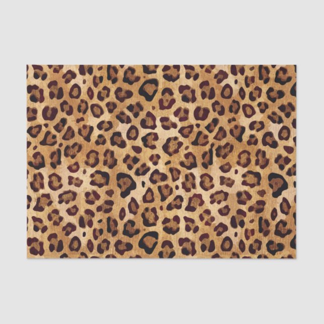 Papel De Seda Impressão de Leopard de Textura Rústica (Frente )