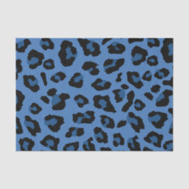 Papel De Seda Impressão de Leopardo Azul