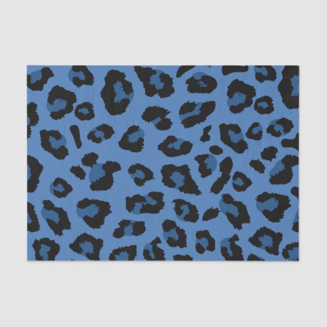 Papel De Seda Impressão de Leopardo Azul (Frente )
