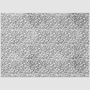 Papel De Seda Impressão de Leopardo Branco Preto