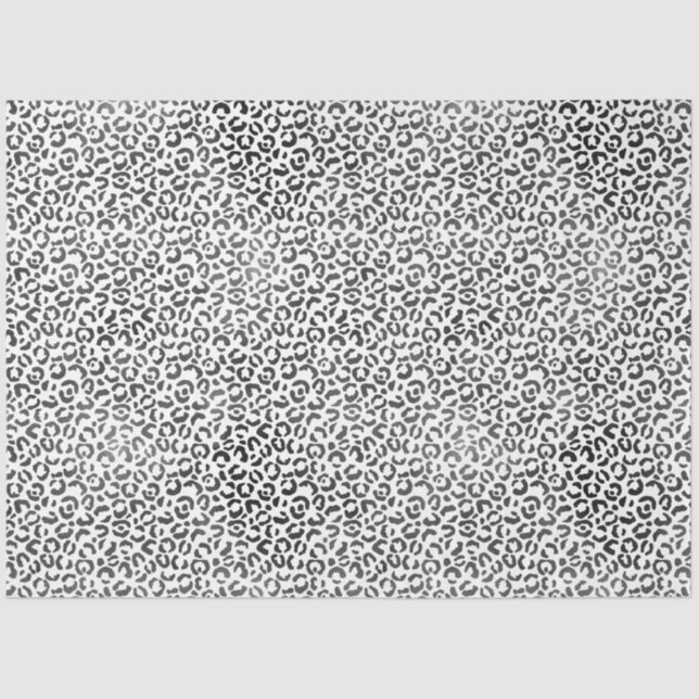 Papel De Seda Impressão de Leopardo Branco Preto (Frente )