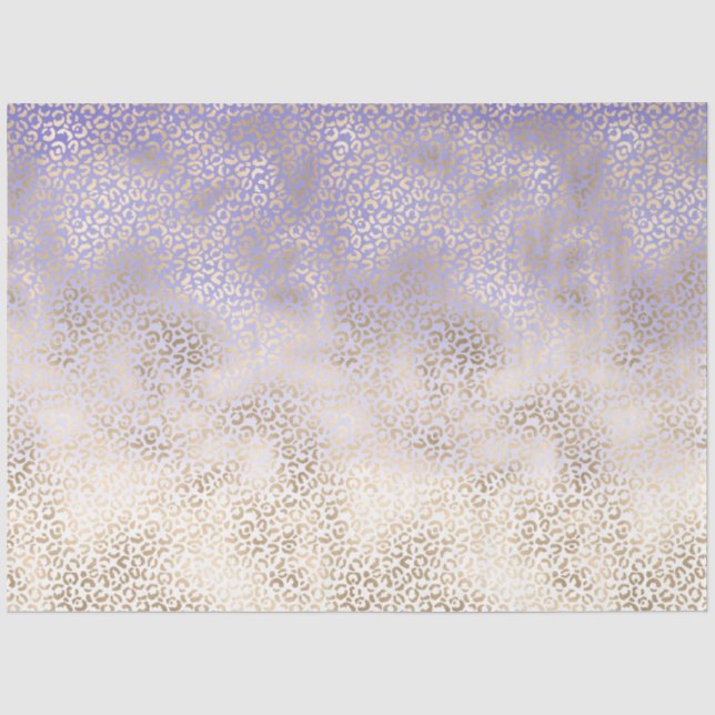 Papel De Seda Impressão de Leopardo Dourado Roxo (Frente )