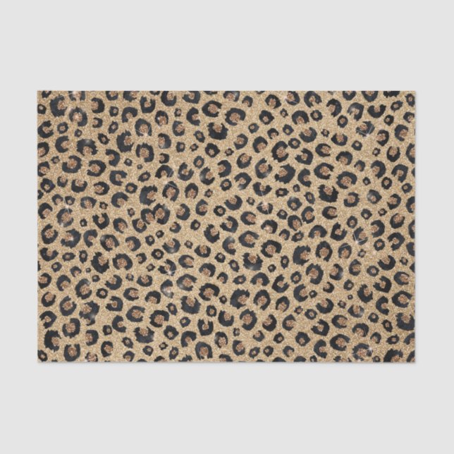 Papel De Seda Impressão de Leopardo Negro brilhante Dourado Eleg (Frente )