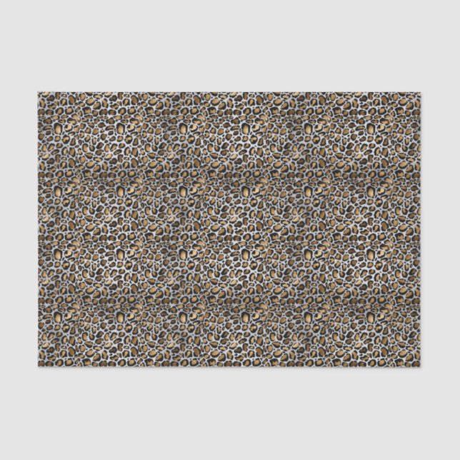 Papel De Seda Impressão de Leopardo Pequeno Metálico Glam (Frente )