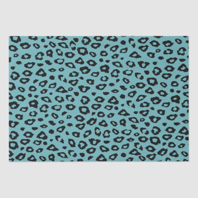 Papel De Seda Impressão de Leopardo Preto Aqua (Frente )