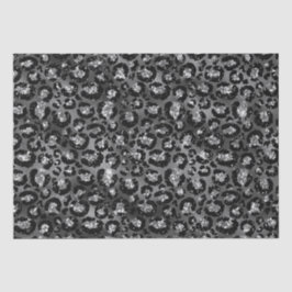 Papel De Seda Impressão de Leopardo Preto e Cinza Prata