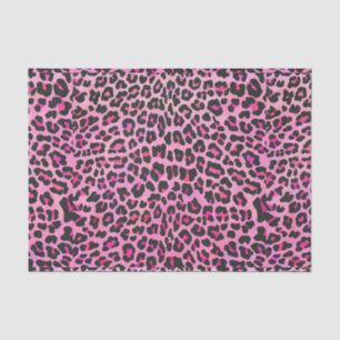 Papel De Seda Impressão de Leopardo Preto e Rosa Quente