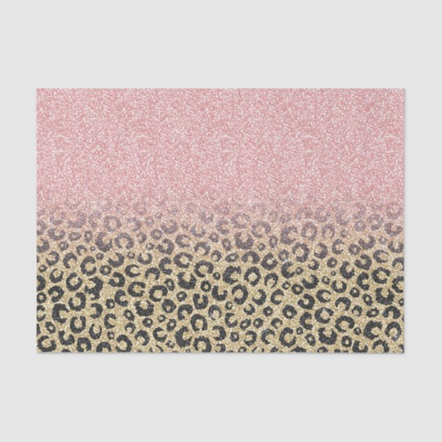 Papel De Seda Impressão de Leopardo Preto Glitter Dourado Elegan (Frente )