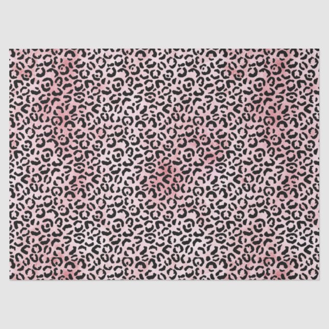 Papel De Seda Impressão de Leopardo Preto Rosa Menor (Frente )