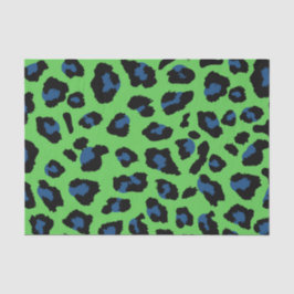 Papel De Seda Impressão de Leopardo Verde e Azul