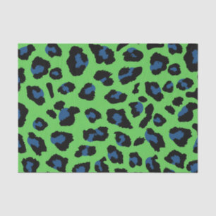 Papel De Seda Impressão de Leopardo Verde e Azul