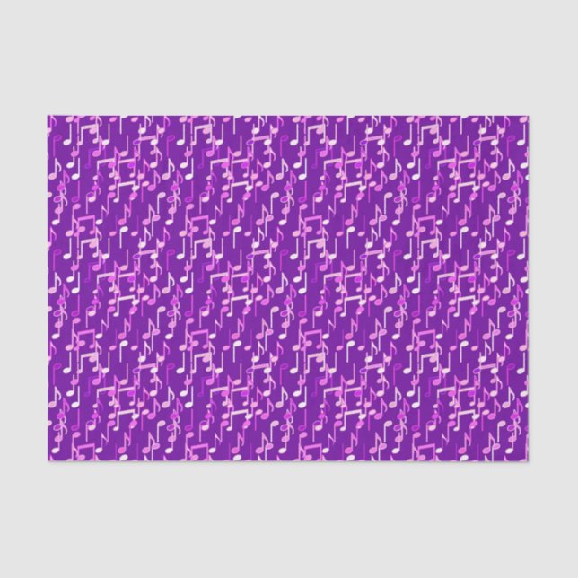 Papel De Seda Impressão de Notas Musicais - violeta, roxo, múlti (Frente )
