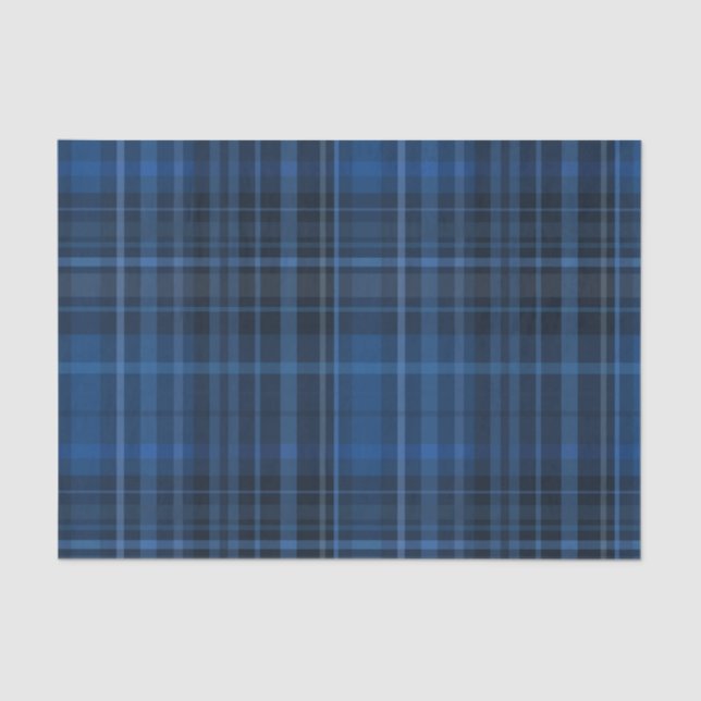 Papel De Seda Impressão de Padrão de Xadrez de de Tartan Azul e  (Frente )