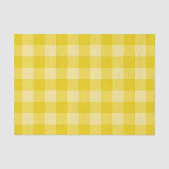 Papel De Seda Impressão de Padrão de Xadrez de Tartan Amarelo-Li (Frente )