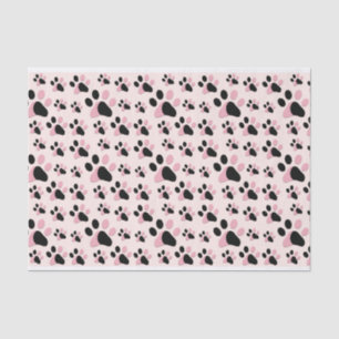 Papel De Seda Impressão De Pata Rosa E Preta