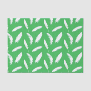 Papel De Seda Impressão de pena branca no jade green