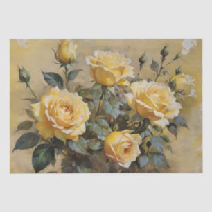 Papel De Seda Impressão de Rosas Amarelas Decoupage /