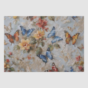 Papel De Seda Impressão de Rosas e Borboletas Decoupage /