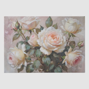 Papel De Seda Impressão de Rosas Rosa e Branca Decoupage /