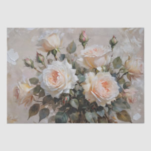 Papel De Seda Impressão de Rosas Rosa e Branca Decoupage /
